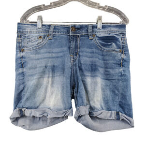 Wall Flower Women's Cuffed Jean Shorts Blue Size 11 Denim Cotton Blend